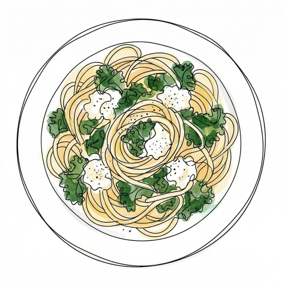 Linguine mit Grünkohl- Ricotta Sauce.