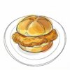 Wiener Schnitzel (Geflügel) Briochburger mit Rahmfeldsalat, Preiselbeeren und Kartoffelsalat.
