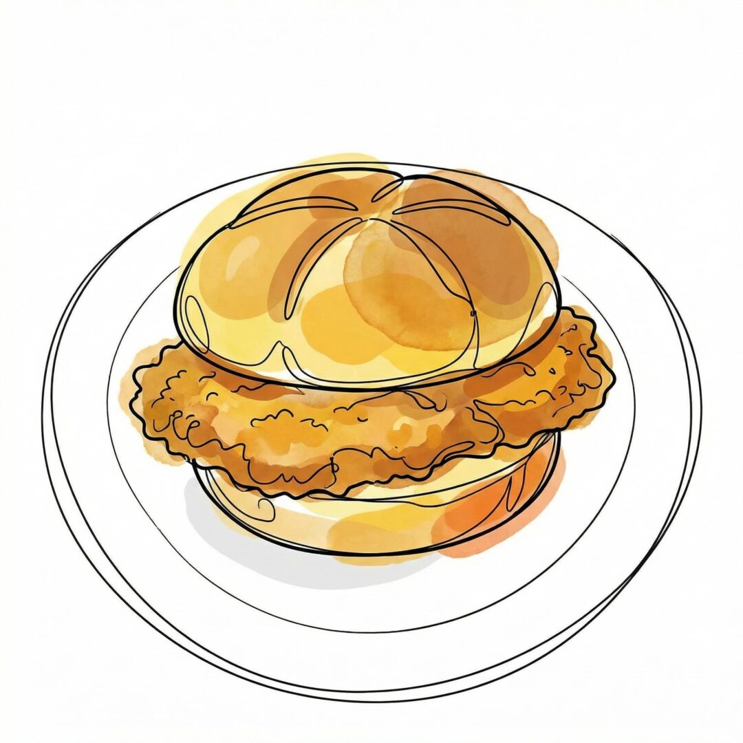 Wiener Schnitzel (Geflügel) Briochburger mit Rahmfeldsalat, Preiselbeeren und Kartoffelsalat.