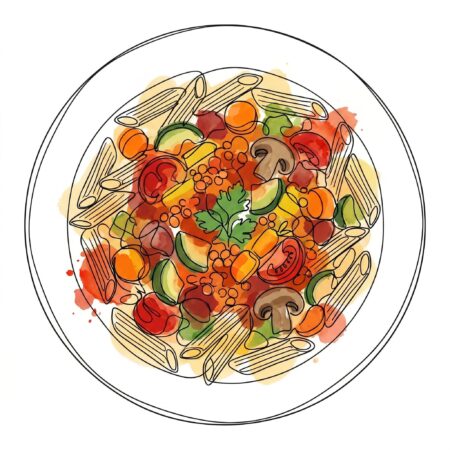 Rigate mit vegetarische Gemüse Bolognese